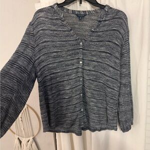 Lucky Brand Gray and White Knit Cardigan